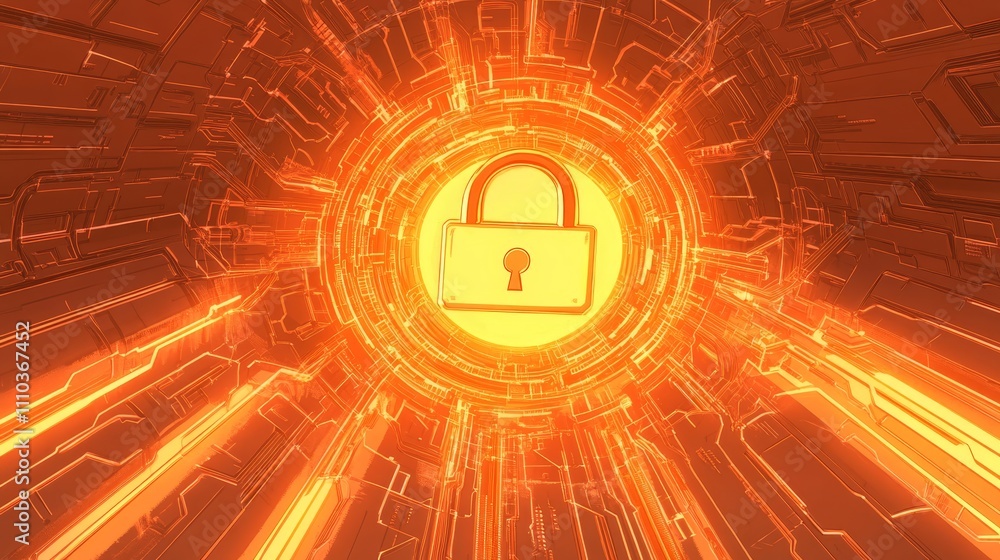 Poster cyber security lock digital data protection abstract technology background