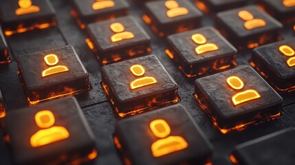 Glowing User Icons on Dark Interface