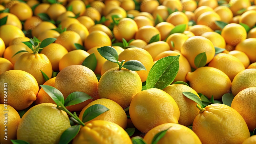 Poster panoramic photography of lemons transition in 3d render with alpha channel for dynamic visual effect