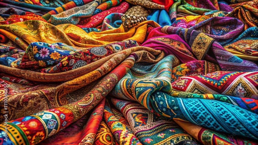 Poster panoramic textile abstract background showcasing vibrant patterns and textures for a captivating vis