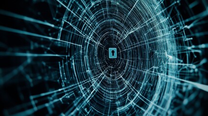 Fototapeta premium Cyber Security Tunnel Digital Network Lock Abstract