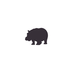 hippopotamus silhouette set collection isolated black on white background vector illustration