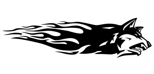 Wolf Blaze Fury, Abstract Ink Design Illustration
