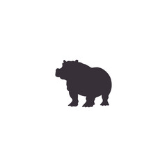 hippopotamus silhouette set collection isolated black on white background vector illustration