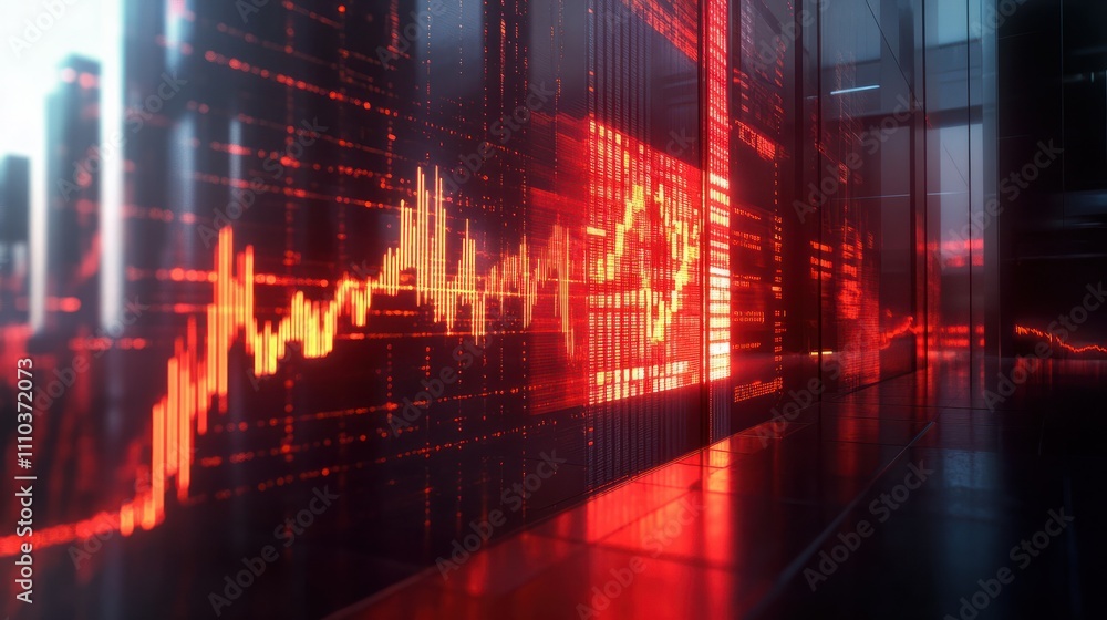 Poster dynamic stock market graph displaying financial trends and growth, showcasing data visualization in 