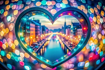 Obraz premium Pastel Heart Pattern in Circle Design: Captivating Urban Exploration Photography Featuring Soft Colors and Geometric Shapes for Modern Art Enthusiasts and Decor Lovers