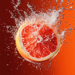 Dynamic Grapefruit Splash Photography | High-Speed Water Explosion with Fresh Citrus | Professional Food Motion Photography | Creative Commercial Food Art | Dramatic Fruit and Liquid Stop Motion Photo