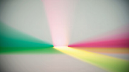 Colorful light beams converging on gray background creating abstract design