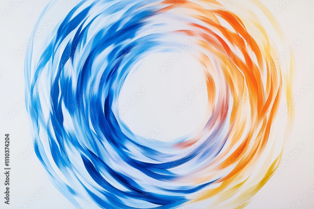 Poster A circular gradient blending soft blues and yellows in the center of a white canvas.