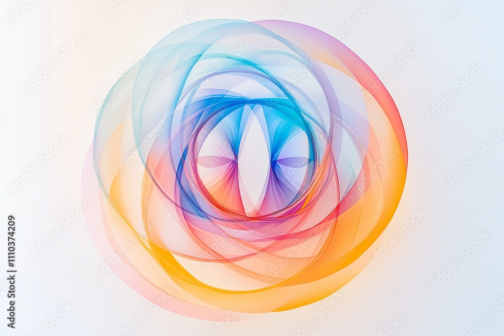 Poster A circular gradient blending soft blues and yellows in the center of a white canvas.