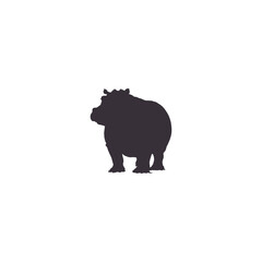 hippopotamus silhouette set collection isolated black on white background vector illustration