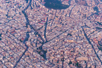 Aerial View from the Plane Overlooking the City