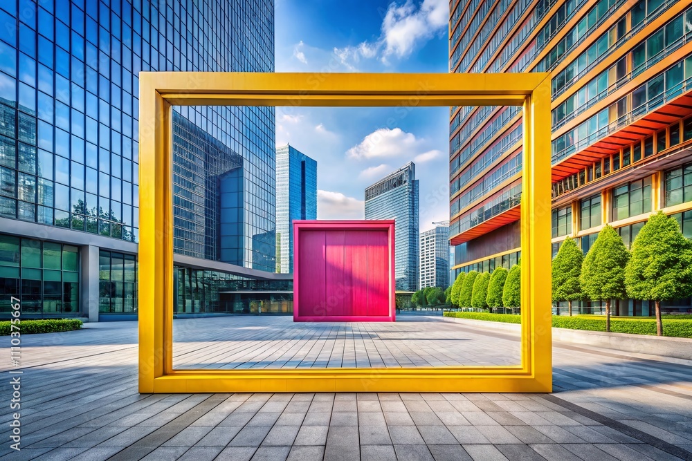 Poster rectangular architectural frame with ample copy space for text or design, ideal for presentations, m