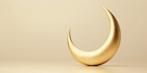 Golden crescent moon symbol for ramadan celebration and islamic holidays
