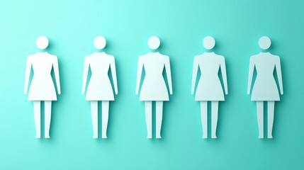 Female Figures Equality Diversity Minimalist Abstract Women Group Unity Pastel Blue Background