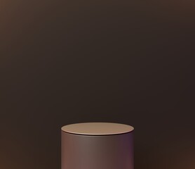 Brown empty platform for product presentation on dark background. 3d rendering