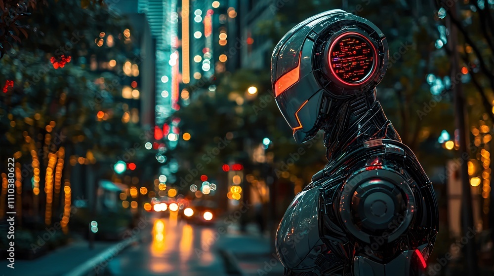 Aufkleber A crypto trading bot equipped with AI capabilities for predictive analytics Stock Photo with side copy space