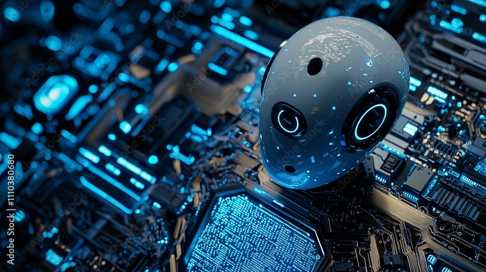 Poster A crypto trading bot equipped with AI capabilities for predictive analytics Stock Photo with side copy space