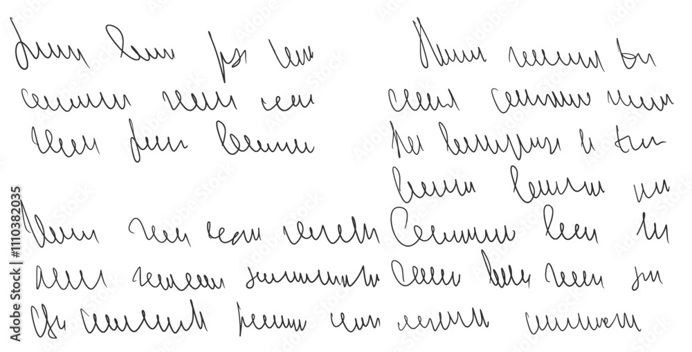 Poster handwritten scribble letter. freehand memo text note. unreadable doodle write by pen isolated on whi