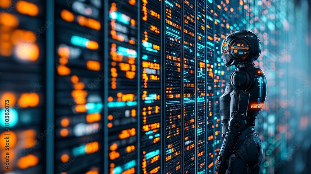 Aufkleber a trading robot conducting scenario-based backtesting for enhanced financial strategies stock photo 