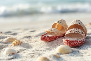 Cozy Sandals on a Beach for Relaxing Vacation Vibes
