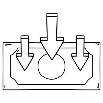 recommend clip art: money decrease icon illustration hand drawn outline vector