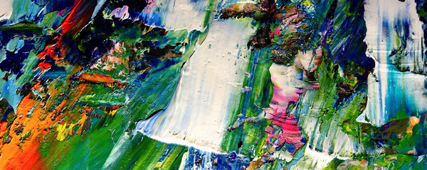 Fototapeta premium Abstract art background . Hand painting artwork on canvas .