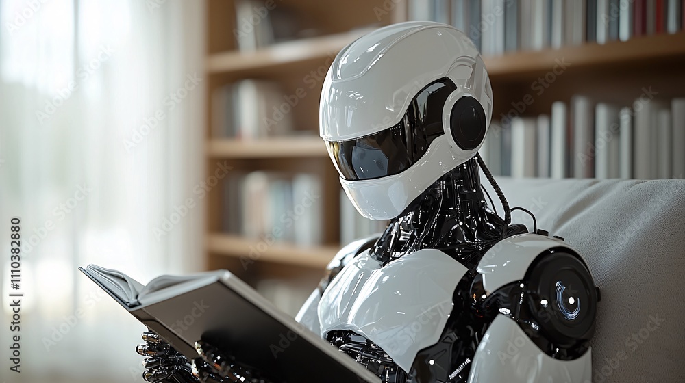 Poster a robotic trading assistant mitigating risks while optimizing portfolio performance stock photo with