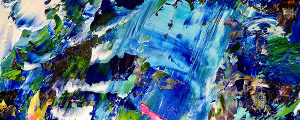 Naklejka premium Abstract art background . Hand painting artwork on canvas .