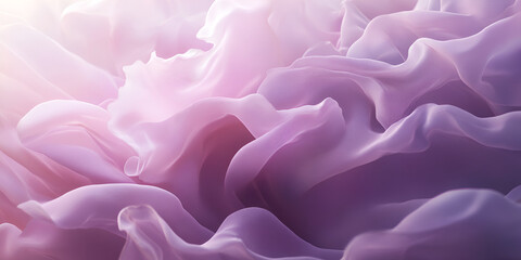 Obraz premium Dreamy Lavender Fabric Texture: A soft, ethereal backdrop of flowing lavender fabric, bathed in a gentle glow. The delicate folds and shimmering hues create a dreamy and romantic atmosphere. 