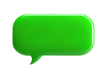 Naklejka premium Empty green, rectangular volumetric speech bubble isolated on white background and transparent background. PNG.