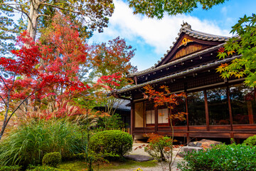 Autumn foliage in gardens of Nanzen-ji temple, Kyoto, Japan