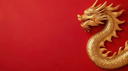 Fototapeta premium Chinese new year celebration with golden dragon urban setting festive atmosphere cultural significance