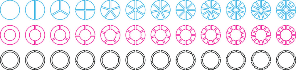 Pie chart infographic set. Infographic wheel segment sections parts. Pie chart business infographic isolated on white background. Circular pie chart © StockHub