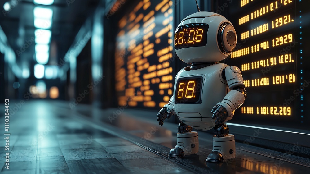 Aufkleber A trading interface displaying robotic API configurations for seamless system integration Stock Photo with side copy space