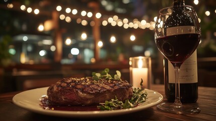 Romantic Dinner for Two Cozy Restaurant Food Photography Candlelit Ambiance Intimate Setting Perfect for Valentine&rsquo;s Day