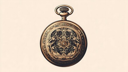 Ornate Gold Pocket Watch with Floral Design