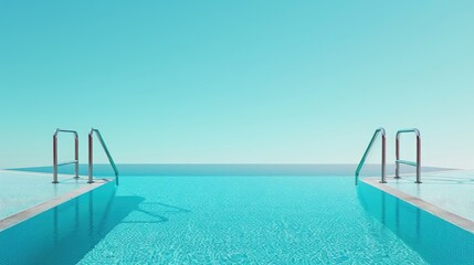 Obraz premium A minimalist view of an empty swimming pool with a clear blue sky in the background