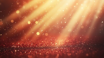 christmas or valentine concept, Red and gold abstract glittery background with bokeh lights