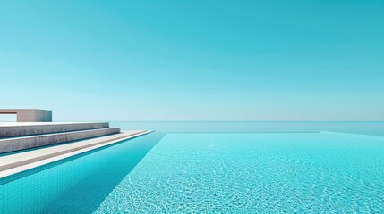 Obraz premium A minimalist view of an empty swimming pool with a clear blue sky in the background