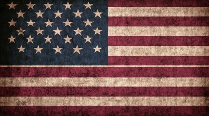 american independent day concept, art of american flag in old grainy texture on beige background