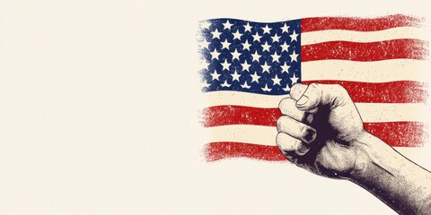 american independent day concept, art of american flag in old grainy texture on beige background