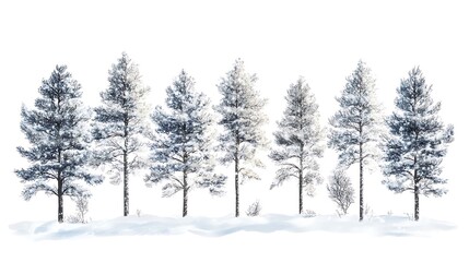 Obraz premium Snow Covered Pine Trees In Winter Landscape