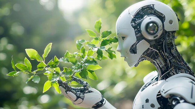 A robot dynamically reallocating investments to balance risk and achieve portfolio goals Stock Photo with side copy space