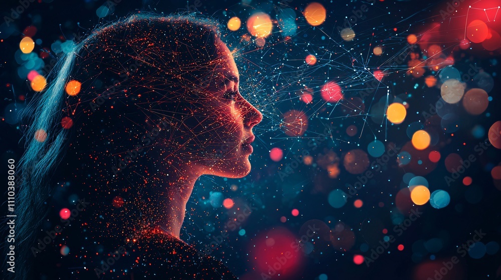 Poster A quantum computing system enhancing robotic trading solutions for market edge strategies Stock Photo with side copy space