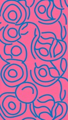 Fototapeta premium Blue Circle pattern hand drawn design on Pink background illustration
