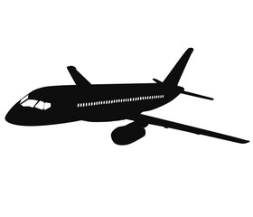 Silhouette  passenger plane in the sky 