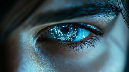 Digital Code Illuminates A Human Eye