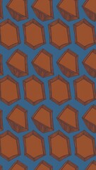 Fototapeta premium Brown Rhombus pattern hand drawn design on Blue background illustration