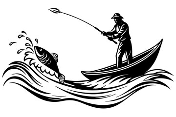 A depiction of a fisherman's silhouette